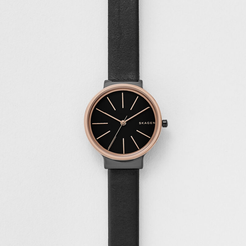 Skagen Ancher Black Dial Black Leather Ladies Watch SKW2480 ...