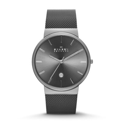 Men's Grey Skagen Ancher Mesh Band Dress Watch SKW6108