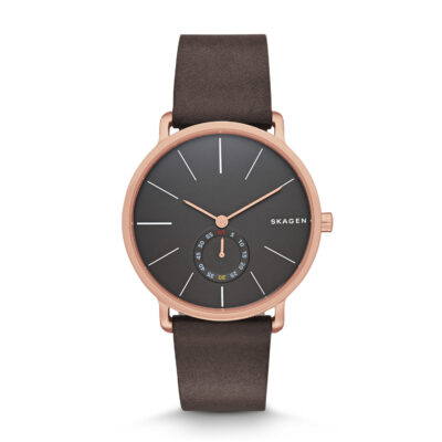 Men's Skagen Hagen Leather Strap 40mm Watch SKW6213