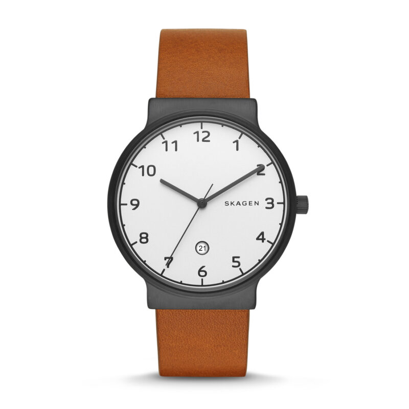 Skagen Ancher White Dial Men's Leather Watch SKW6297
