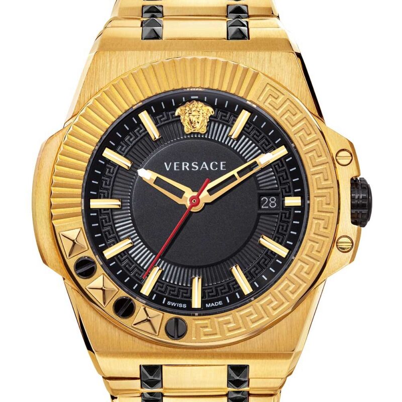 Versace Chain Reaction Quartz Black Dial Men's Watch VEDY00619