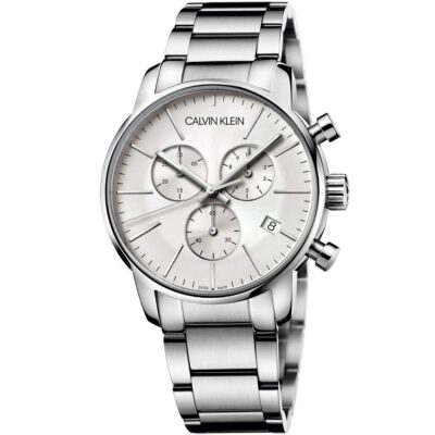 Calvin Klein Watch Men Silver Dial Stainless Steel Metal Strap Quartz Analog Chronograph Ck City K2G27146