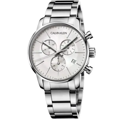 Calvin Klein Watch Men Silver Dial Stainless Steel Metal Strap Quartz Analog Chronograph Ck City K2G27146 - Tia