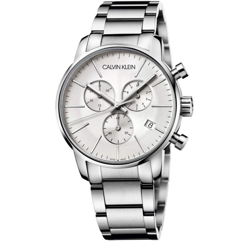 Calvin Klein Watch Men Silver Dial Stainless Steel Metal Strap Quartz Analog Chronograph Ck City K2G27146