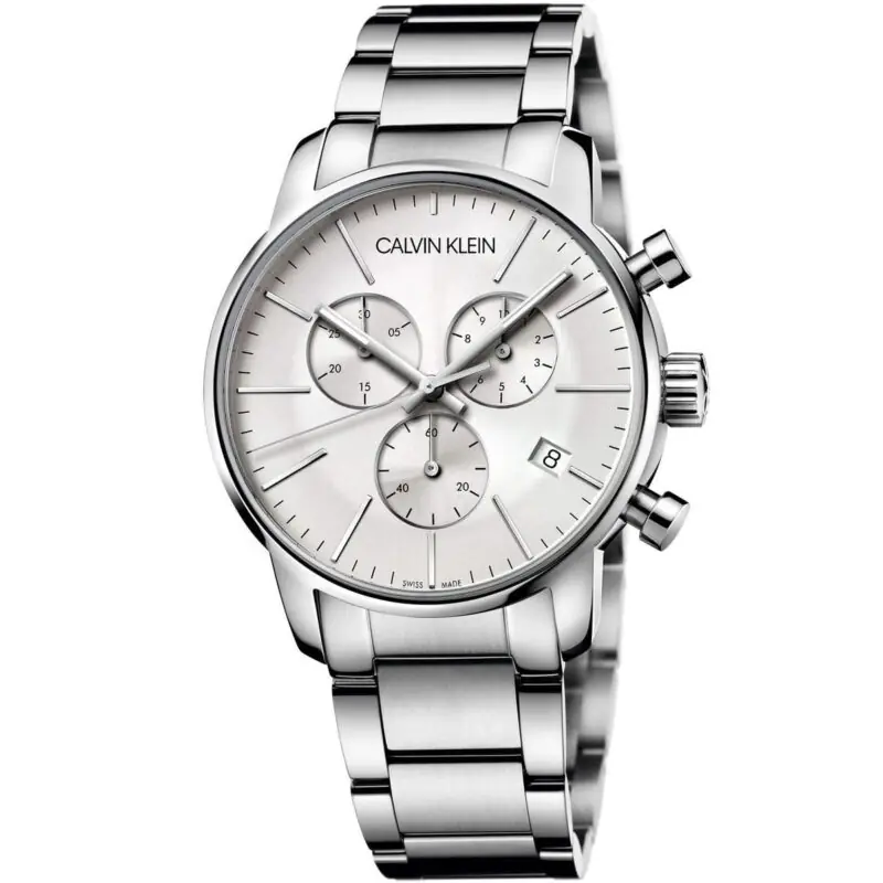 Calvin Klein Watch Men Silver Dial Stainless Steel Metal Strap Quartz Analog Chronograph Ck City K2G27146 - Tia