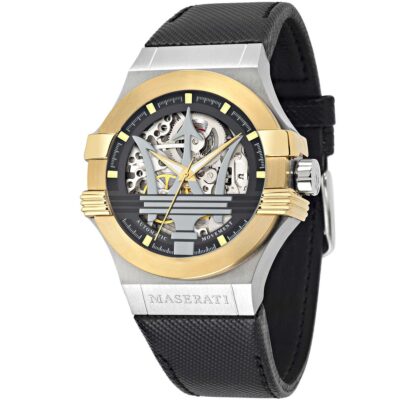 Maserati Watch Men Black Dial Leather Strap Automatic Movment Analog Three Hand Potenza R8821108011
