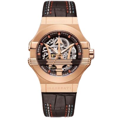 Maserati Watch Men Black Dial Leather Strap Automatic Movment Analog Three Hand Potenza R8821108026