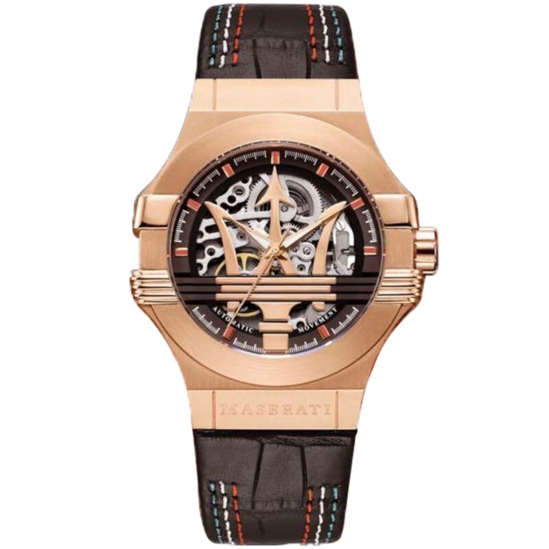 Maserati Watch Men Black Dial Leather Strap Automatic Movment Analog Three Hand Potenza R8821108026