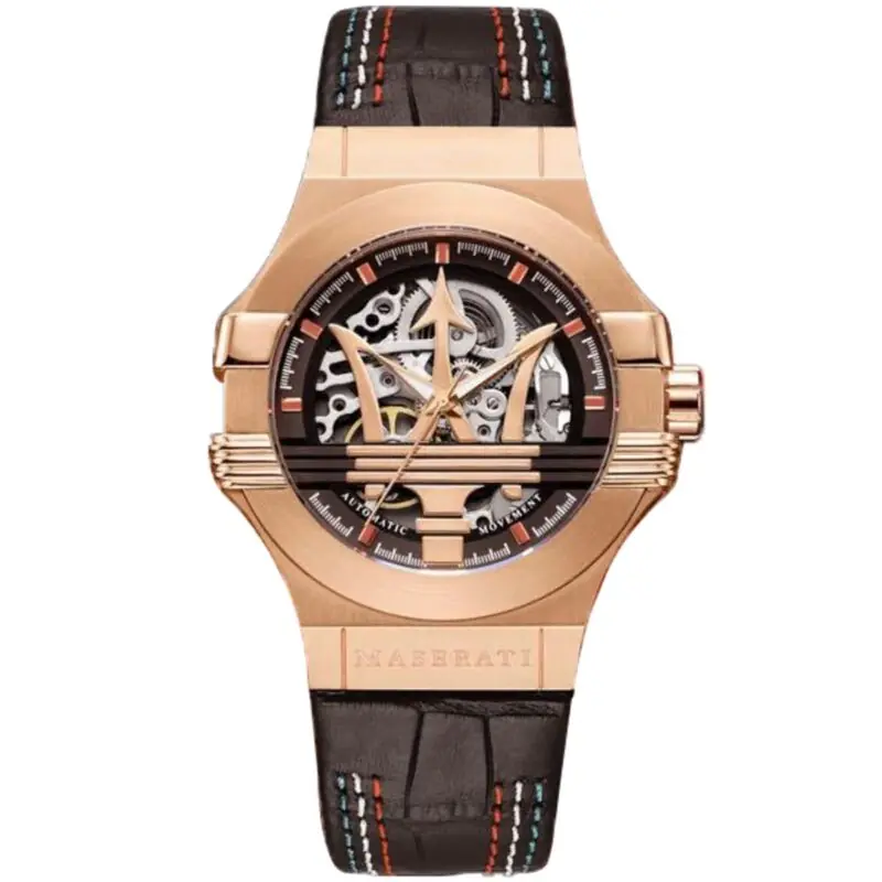 Maserati Watch Men Black Dial Leather Strap Automatic Movment Analog Three Hand Potenza R8821108026