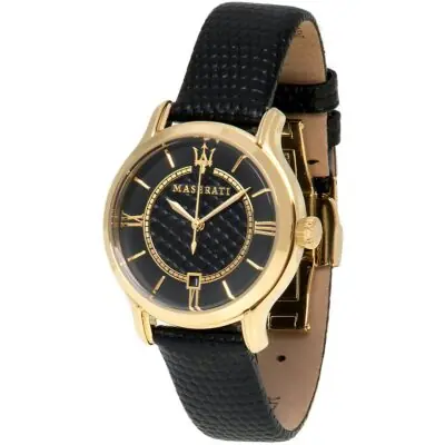 Maserati Watch Men Black Dial Leather Strap Quartz Battery Analog Three Hand Epoca R8851118501
