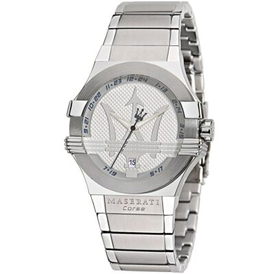 Maserati Watch Men Silver Dial Metal Stainless Steel Strap Quartz Battery Analog Three Hand Corse Potenza R8853108002