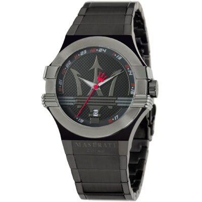 Maserati Watch Men Black Dial Metal Stainless Steel Strap Quartz Battery Analog Three Hand Corse Potenza R8853108003