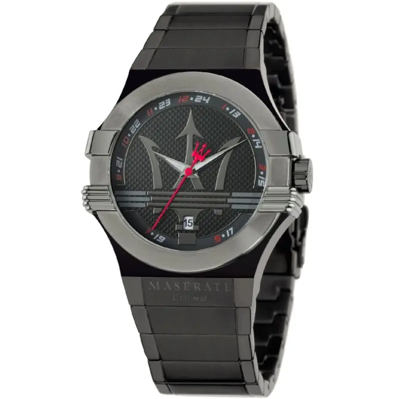 Maserati Watch Men Black Dial Metal Stainless Steel Strap Quartz Battery Analog Three Hand Corse Potenza R8853108003