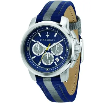 Maserati Watch Men Blue Dial Fibers Strap Quartz Battery Analog Chronograph Royale R8871637001 - Tia