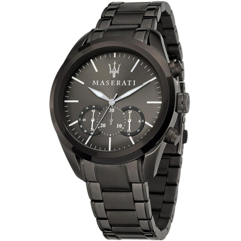 Maserati Watch Men Gray Dial Metal Stainless Steel Grey Strap Quartz Battery Analog Chronograph Traguardo R8873612002