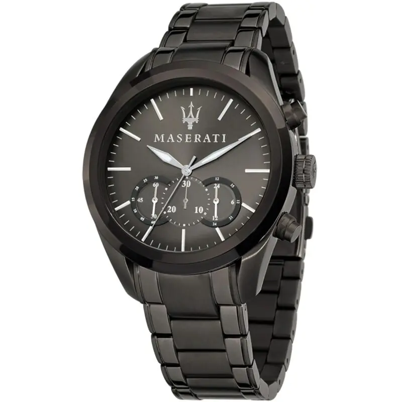Maserati Watch Men Gray Dial Metal Stainless Steel Grey Strap Quartz Battery Analog Chronograph Traguardo R8873612002
