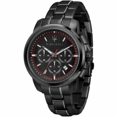 Maserati Watch Men Black Dial Metal Stainless Steel Strap Quartz Battery Analog Chronograph Successo R8873621014 - Tia