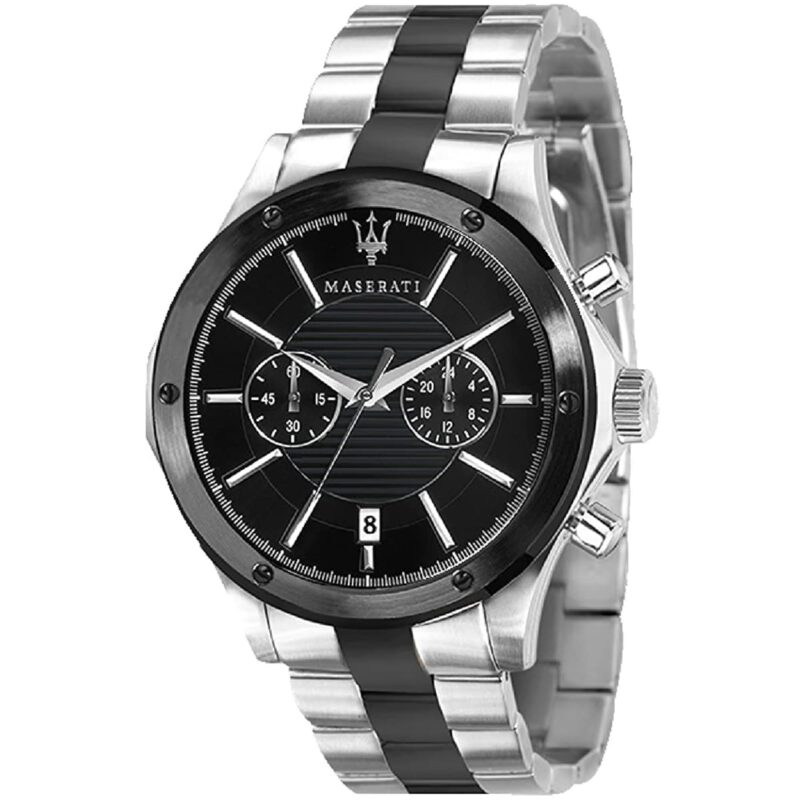 Maserati Watch Men Black Dial Metal Stainless Steel Silver Strap Quartz Battery Analog Chronograph Circuito R8873627003