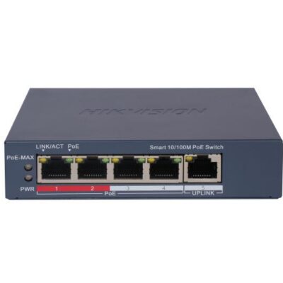 Hikvision L2  Smart Managed  4 10/100m Rj45 Poe Ports  1 10/100m Rj45 Port  802.3af/at  Poe Power Budget 60w