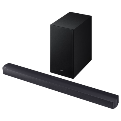Samsung Wireless Soundbar  2.1ch  300w  Dolby Audio  Dts Virtual:x  Hdmi Arc  Bluetooth Tv Connection  Adaptive Sound  Game Mode  Night Mode  Voice Enhance  Wireless Subwoofer  Wireless Surround Sound Compatible