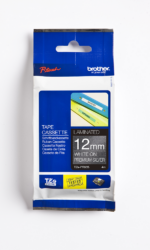 Brother 12mm White On Premium Silver Tape 4m
