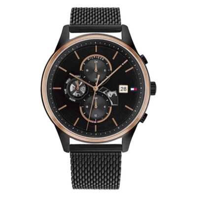 Tommy Hilfiger 44mm Black and Rose Gold Multifunction Watch (1710505)