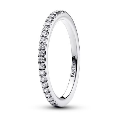 Sterling silver ring with clear cubic zirconia Women's