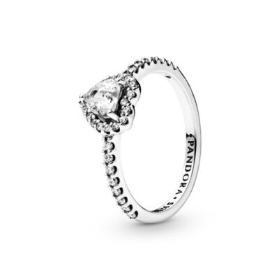 Heart sterling silver ring with clear cubic zirconia Women's