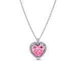 Heart sterling silver collier with fancy pink and clear cubic zirconia Women's Watch