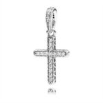 Cross silver pendant with clear cubic zirconia Women's