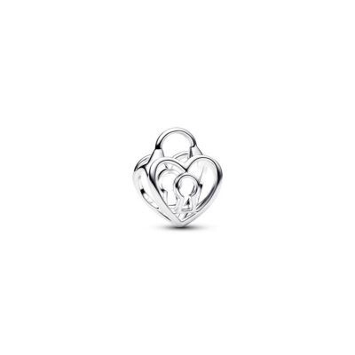 Heart padlock sterling silver charm Women's