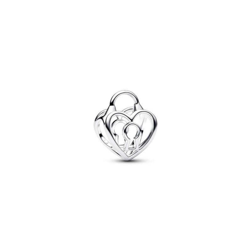 Heart padlock sterling silver charm Women's