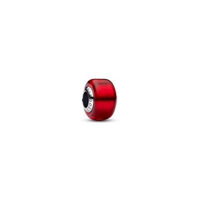 Sterling silver charm with red Murano glass and gold foil Women's