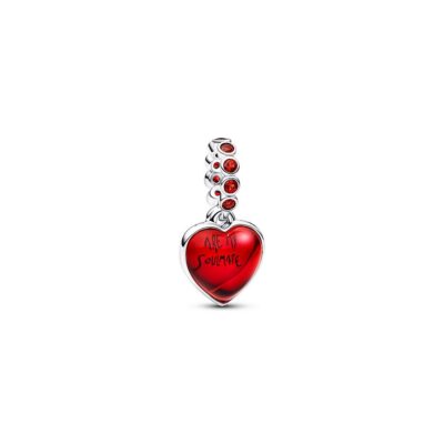 Heart sterling silver double dangle with salsa red crystal and red Murano glass Women's Jewellery