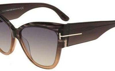 Tom Ford Women's ANOUSHKA FT 0371 Striped Dark Grey Beige/Light Grey Shaded Sunglasses