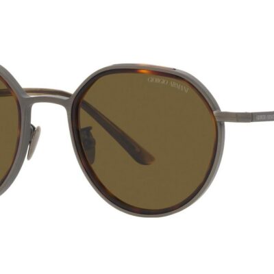 Giorgio Armani Men's AR 6144 Brushed Gunmetal/Dark Brown Sunglasses