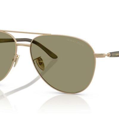Giorgio Armani Men's AR 6162 Matte Pale Gold/Green Sunglasses