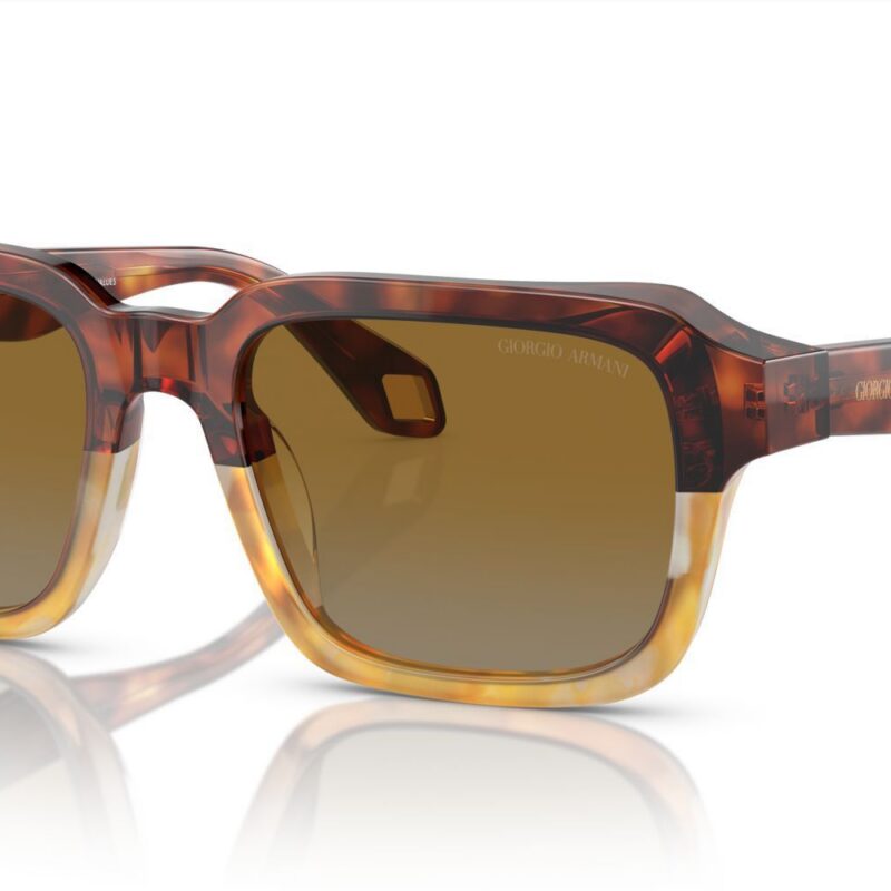 Giorgio Armani Men's AR 8194U Red Honey Havana/Grey Yellow Shaded Sunglasses Giorgio Armani Men's AR 8194U Red Honey Havana/Grey Yellow Shaded Sunglasses