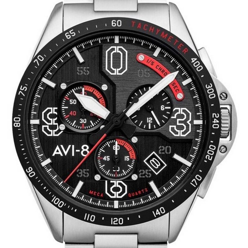 AVI-8 Men's Chronograph 43mm Stainless Steel Watch (AV-4077-11) AVI-8 Men's Chronograph 43mm Stainless Steel Watch (AV-4077-11)