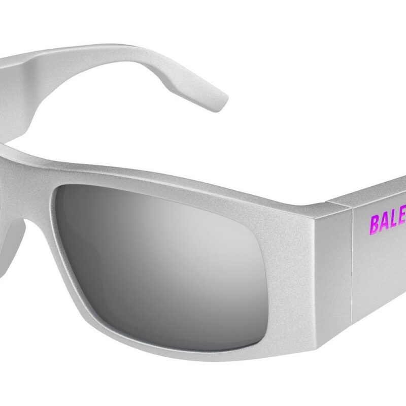 Balenciaga Men's BB 0100S LED FRAME LIMITED EDITION Silver/Silver Sunglasses