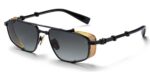 Balmain Men's BRIGADE - V Matte Black - Gold 18Kshiny Black/Grey Gradient Sunglasses