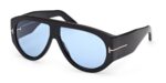 Tom Ford Men's BRONSON FT 1044 Shiny Black/Blue Sunglasses