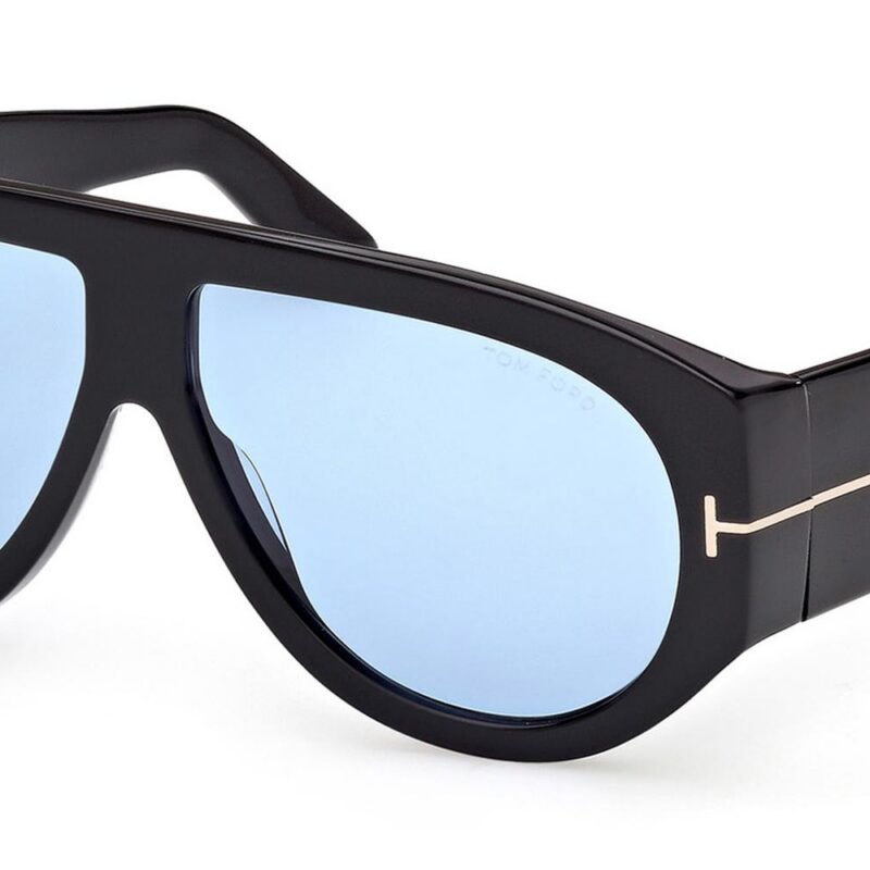 Tom Ford Men's BRONSON FT 1044 Shiny Black/Blue Sunglasses