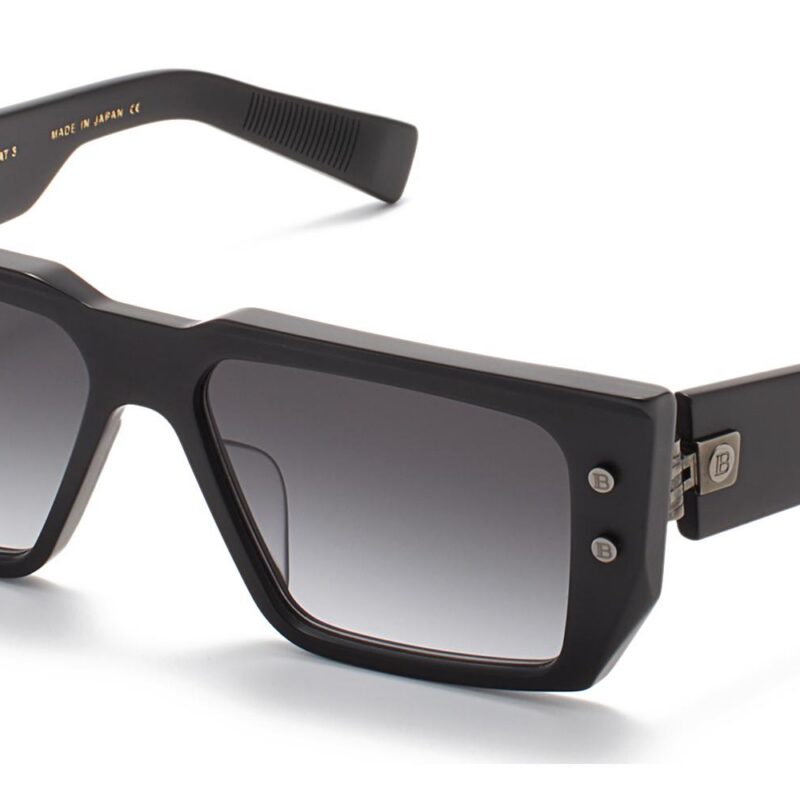 Balmain Men's B-VI Matte Black - Black Rhodium/Dark Grey Gradient Sunglasses