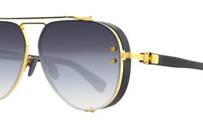 Balmain Men's CAPTAINE Gold Black/Dark Grey Shaded Sunglasses
