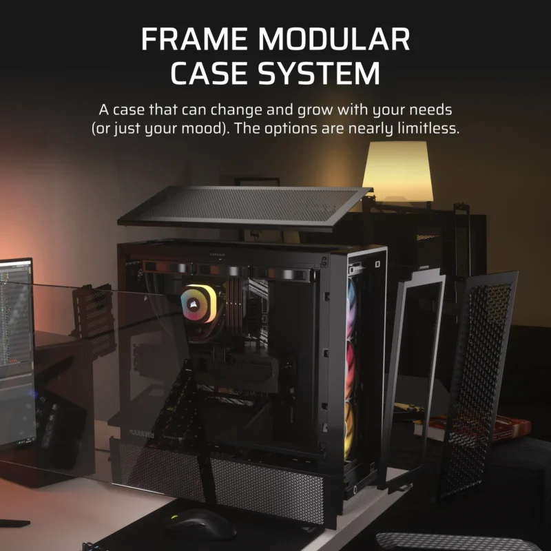 FRAME 4000D RS ARGB Black Mid-Tower PC Case; 2x 3.5'' | 2x 2.5'' Drive Bays; Up to 360mm Radiator; 3x RS ARGB PWM Fans;