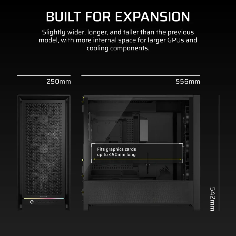 FRAME 5000D RS Mid-Tower PC Case; 4x RS 140 PWM Fans; 2x 2.5'' ; 1x 3.5''; Black.