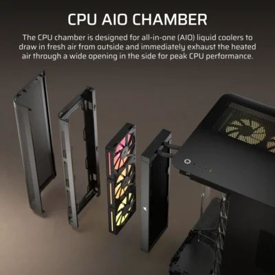 AIR 5400 LX-R RGB iCUE LINK Triple Chamber Mid-Tower PC Case ;3x Fans included;2x 2.5'' ; 1x 3.5''; Black