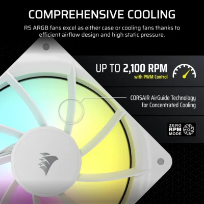 Corsair RS120 ARGB 120mm PWM Fan – White