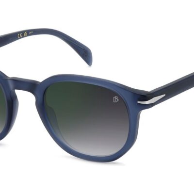 David Beckham Men's DB 1007/S Matte Blue/ Grey Shaded Green Mirror Sunglasses